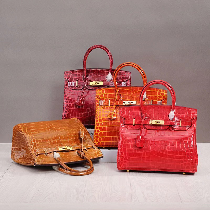 Croc Leather Handbag