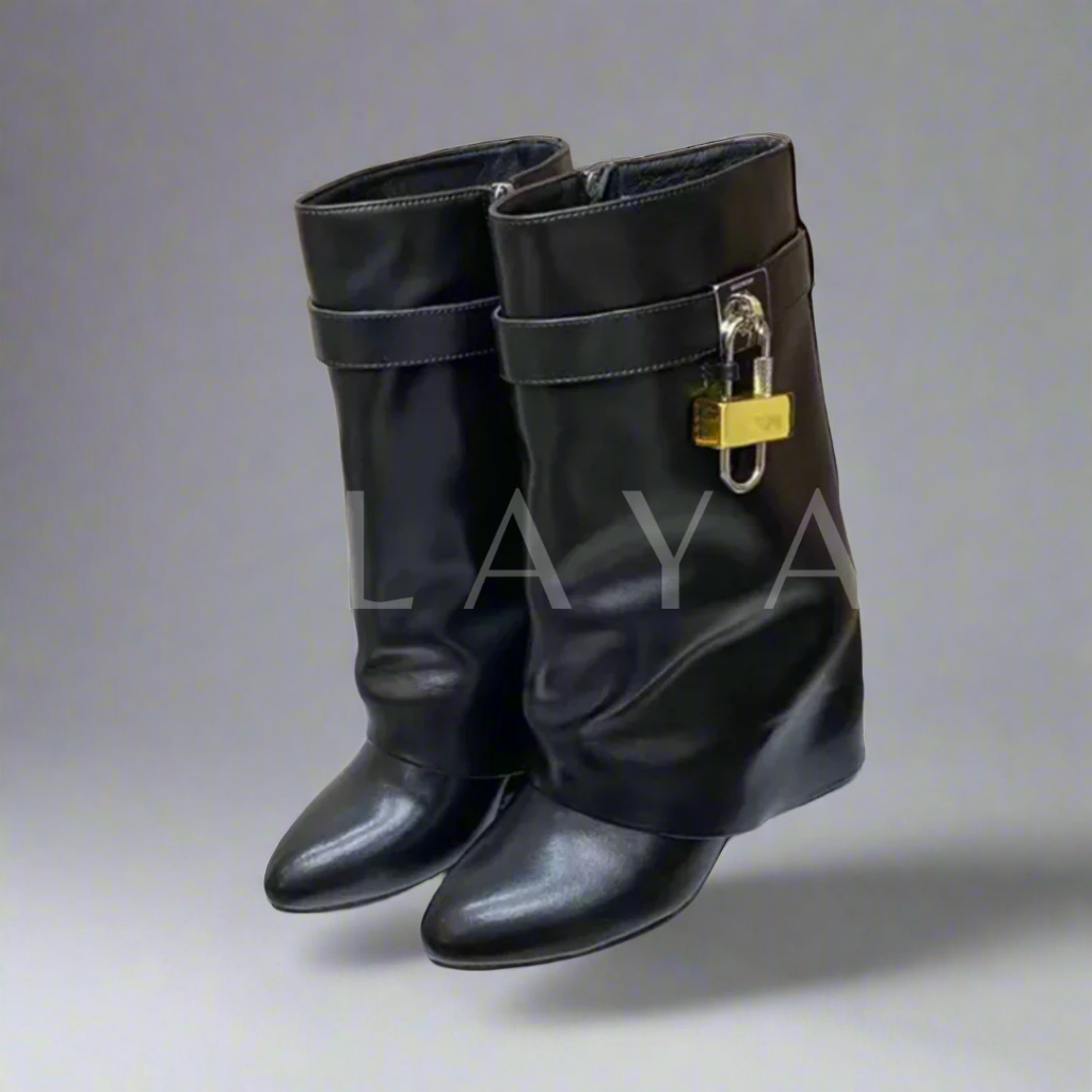 Leather Lock Ankle Boots