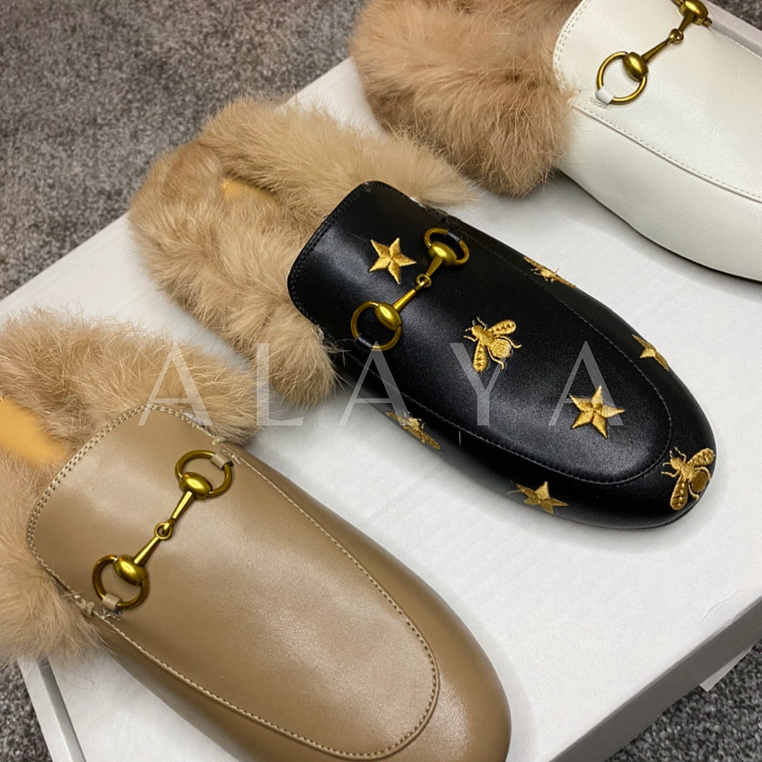 Fur Leather Loafers