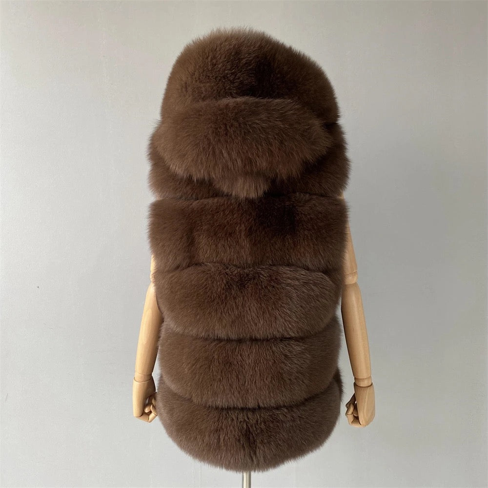 5 Row Fox Fur Hooded Gilet