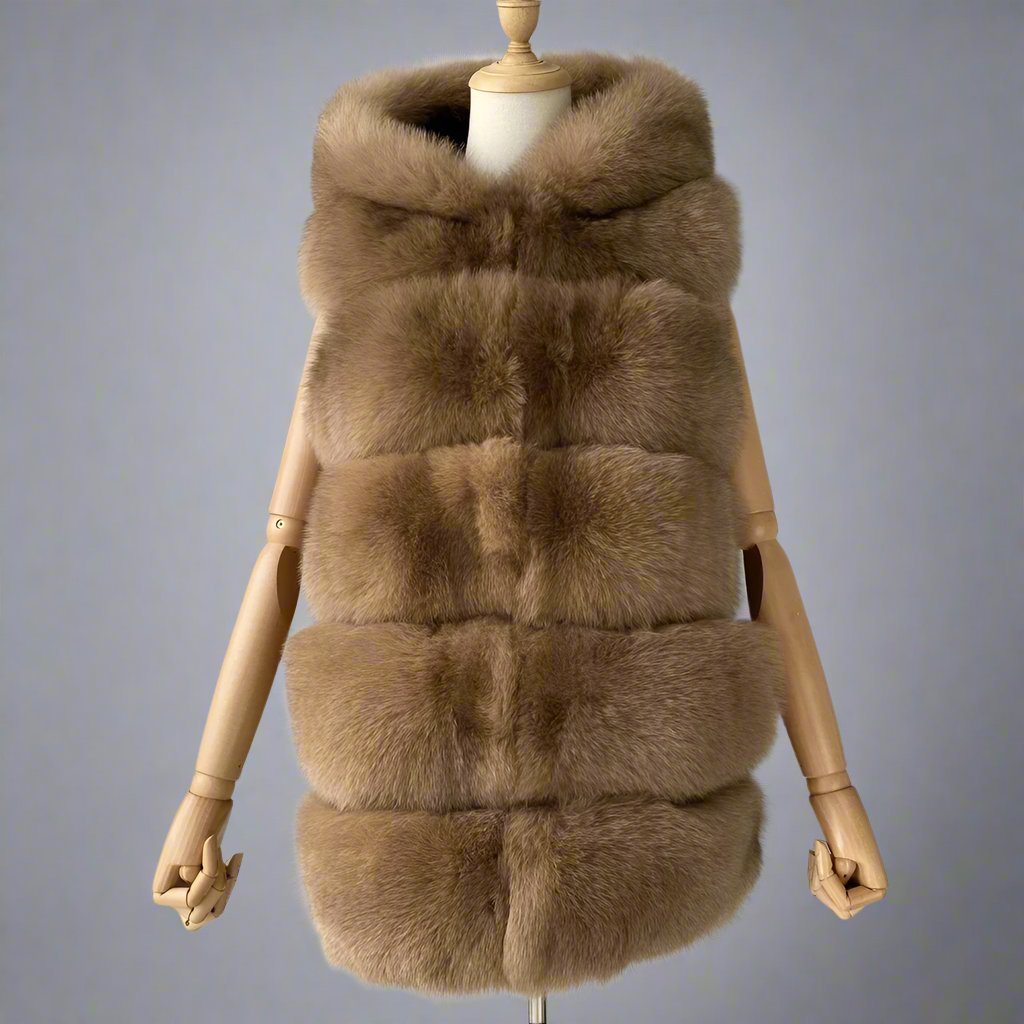 5 Row Fox Fur Hooded Gilet