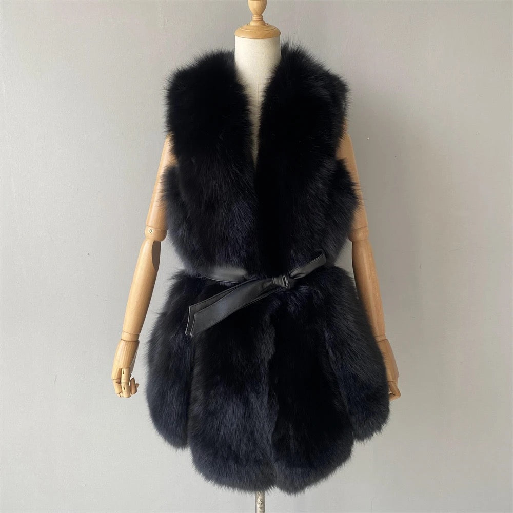 Fox Fur Belted Gilet