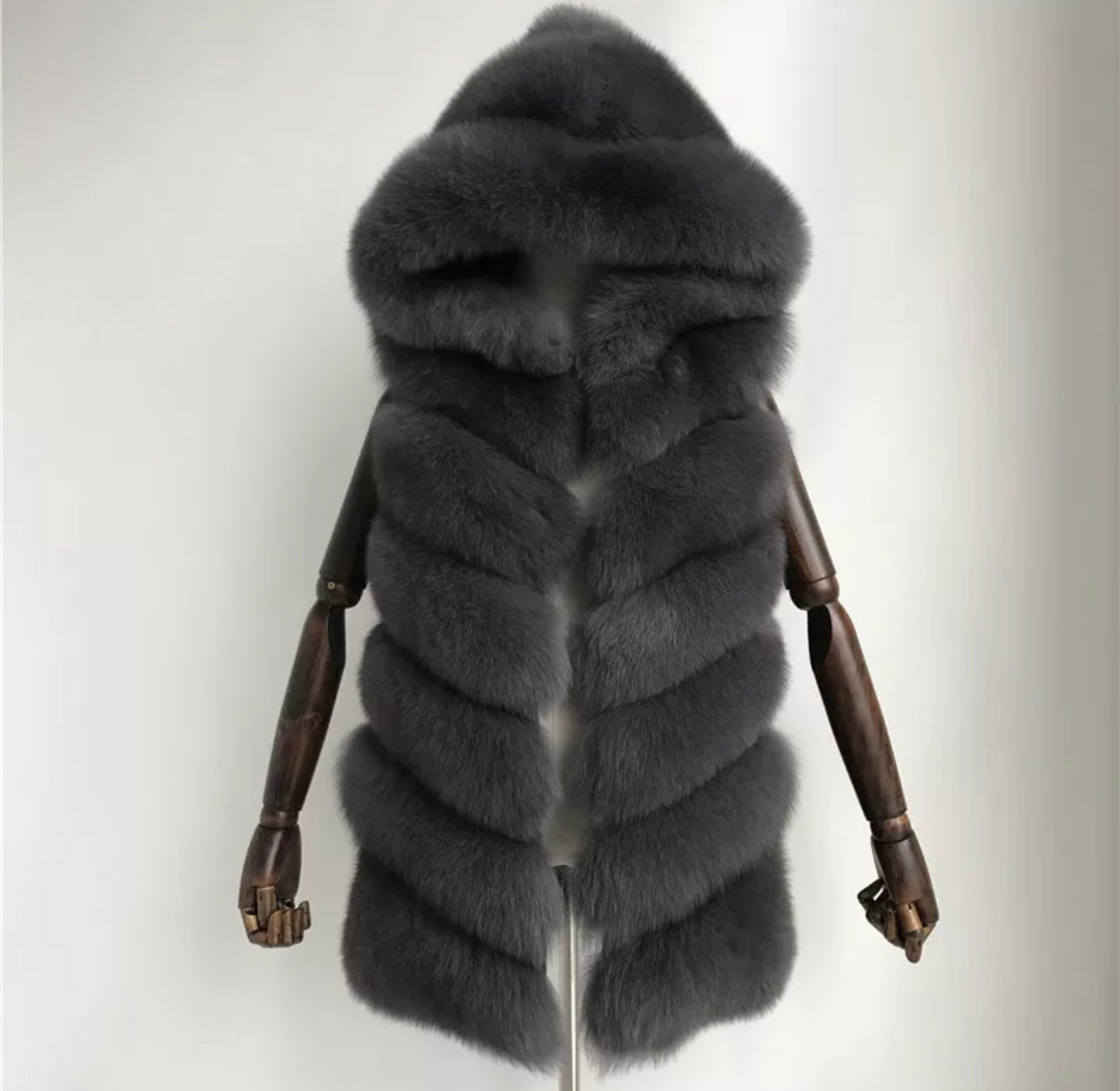 6 Row Fox Fur Hooded Gilet