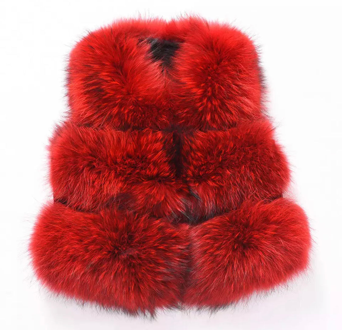 3 Row Raccoon Fur Gilet