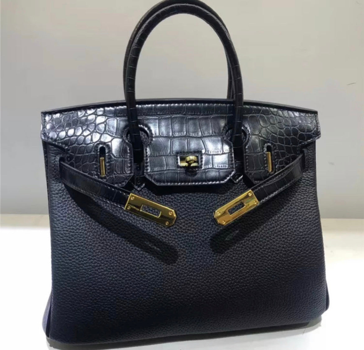 Croc and Leather Handbag